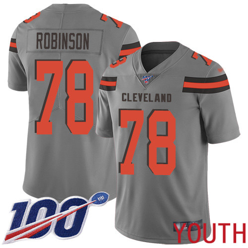 Cleveland Browns Greg Robinson Youth Gray Limited Jersey #78 NFL Football 100th Season Inverted Legend->youth nfl jersey->Youth Jersey